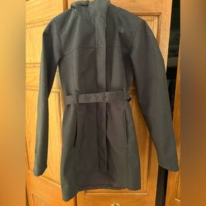 The North Face Women's Gray Belted Trench Coat, fleece lined rain jacket